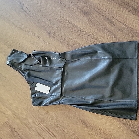 Mango Dresses & Skirts - Mango leather one shoulder dress XS NWT